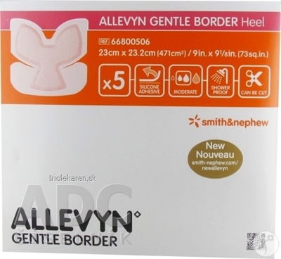 ALLEVYN Gentle Border Heel Krytie na rany adhezívne penové krytie 23 x 23,2 cm 5 ks