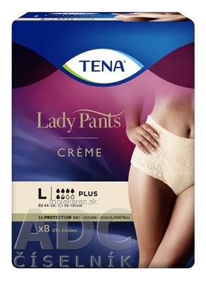 TENA Lady Pants Creme L dámske naťahovacie inkontinenčné nohavičky, krémové 1x8 ks