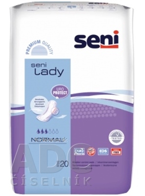 Seni Lady NORMAL VLOŽKY anatomické urologické vložky pre ženy, savosť 360ml, 1x20ks