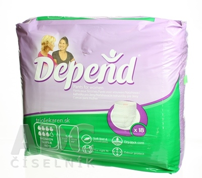 DEPEND SUPER SMALL/MEDIUM naťahovacie nohavičky pre ženy 1x18 ks