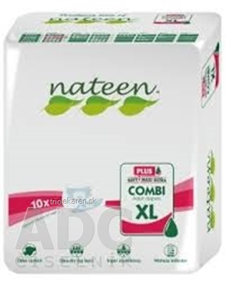 nateen COMBI PLUS XL plienky inkontinenčné boky 130-175 cm savosť 3400 ml 10 ks