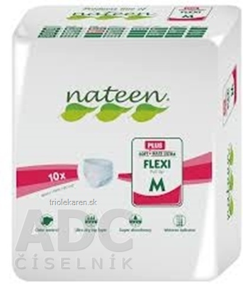 nateen FLEXI PLUS M nohavičky plienkové, obvod bokov 90-130 cm, savosť 2150 ml, 1x10 ks