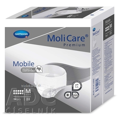 Molicare Premium Mobile 10 kvapiek M nohavičky ink. plienkové sivé 80-120 cm 2626 ml 14 ks