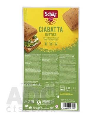 Schär CIABATTA RUSTICA žemle bezgluténové, predpečené, celozrnné 4x50 g (200 g)