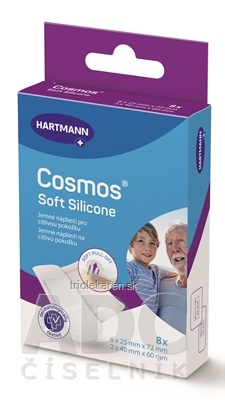 COSMOS Soft Silicone náplasť na rany pre citlivú pokožku 2 veľkosti 8 ks