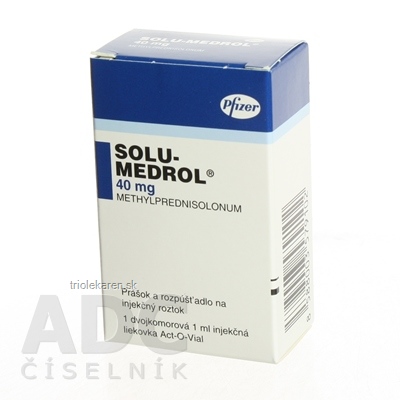 SOLU-MEDROL 40 mg Prášok a rozpúšťadlo na injekčný roztok 40 mg + 1 ml solv. 1 set