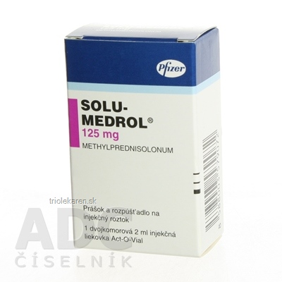 SOLU-MEDROL 125 mg Prášok a rozpúšťadlo na injekčný roztok 125 mg + 2 ml solv. 1 set