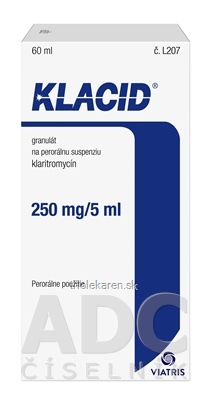 KLACID 250 mg/5 ml Granulát na perorálnu suspenziu 60 ml