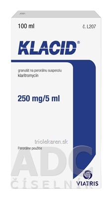 KLACID 250 mg/5 ml Granulát na perorálnu suspenziu 100 ml