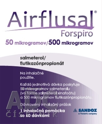 Airflusal Forspiro 50 mikrogramov/500 mikrogramov prášok 60 dávok + inhalátor 1 ks