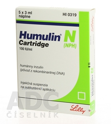 HUMULIN N (NPH) CARTRIDGE Injekčná suspenzia 300 IU 5 x 3 ml