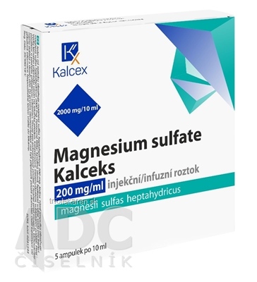 Magnesium sulfate Kalceks 200 mg/ml Injekčný a infúzny roztok 5 x 10 ml