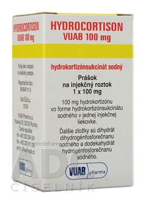 HYDROCORTISON VUAB 100 mg Prášok na injekčný roztok 10 ml 1 lag