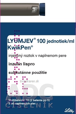 Lyumjev 100 jednotiek/ml KwikPen 300 U náplň skl. v napl.pere KwikPen-multibal 10 x 3 ml