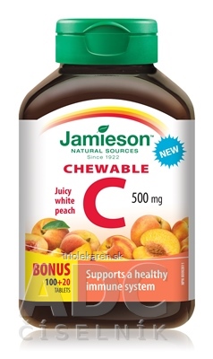 JAMIESON VITAMÍN C 500 mg broskyňa tbl na cmúľanie, 100+20 zadarmo (120 ks)