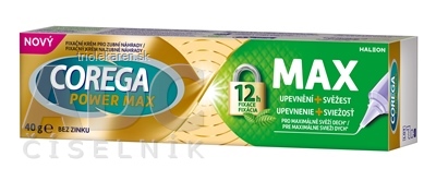 COREGA POWER MAX UPEVNENIE + SVIEŽOSŤ fixačný krém na zubné náhrady príchuť mäta 40 g