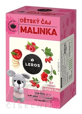 LEROS DETSKÝ ČAJ MALINKA nálevové vrecká (od 6+ mesiacov) (inov. 2021) 20x2 g (40 g)