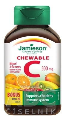 JAMIESON VITAMÍN C 500 mg mix tbl na cmúľanie, 100+20 zadarmo (120 ks)