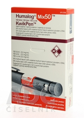 Humalog Mix 50 100 U/ml KwikPen Injekčná suspenzia 5 x 3 ml