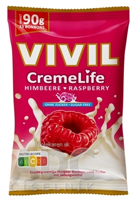 VIVIL BONBONS CremeLife RASPBERRY drops so smotanovo malinovou príchuťou, bez cukru 1x90 g