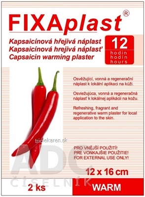 FIXAplast Kapsaicínová hrejivá náplasť WARM 12 x 16 cm 2 ks