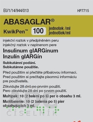 ABASAGLAR 100 jednotiek/ml Kwikpen Injekčný roztok 10 x 3 ml