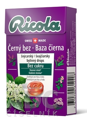 RICOLA Baza čierna bylinné bonbóny bez cukru 40 g