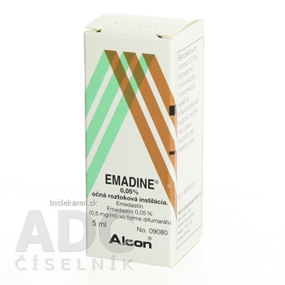 EMADINE 0,5 mg/ml Očná Roztoková instilácia 5 ml