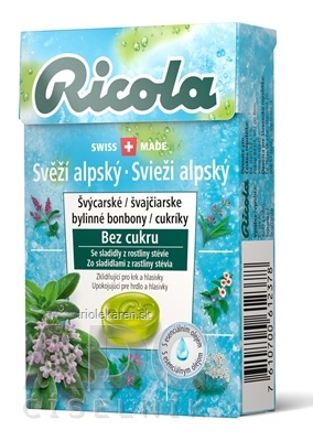 RICOLA Svieži alpský bylinné bonbóny bez cukru 40 g