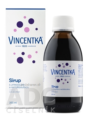 VINCENTKA SIRUP so skorocelom a materinou dúškou 1x200 ml