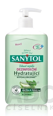 SANYTOL Tekuté mydlo Hydratujúce dezinfekčné, Aloe Vera a Zelaný čaj 1x250 ml