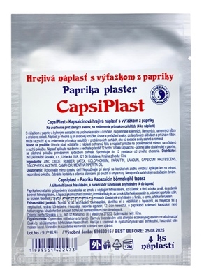 CAPSIPLAST - HREJIVÁ NÁPLASŤ S VÝŤAŽKOM Z PAPRIKY 4 ks