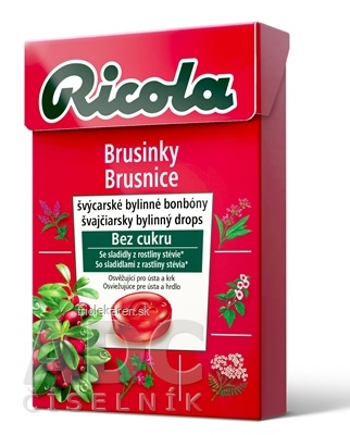 RICOLA Brusnice bylinné bonbóny bez cukru s vitamínom C 40 g