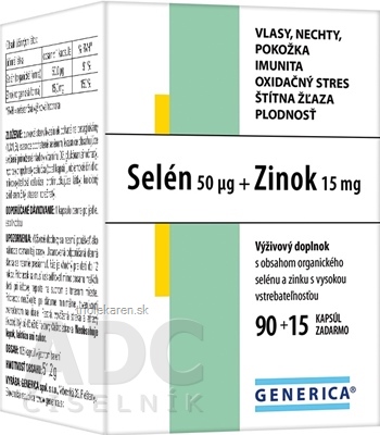 GENERICA Selén 50 µg + Zinok 15 mg kapsuly 105 ks