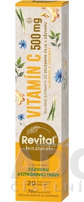 Revital Botanicals VITAMÍN C 500 mg šumivé tablety príchuť zázvor citrónová tráva 20 ks