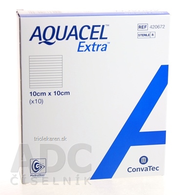 AQUACEL EXTRA Krytie na rany so spevneným vláknom 10 x 10 cm 10 ks