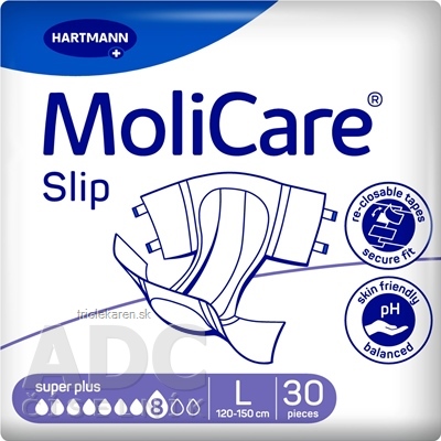 MoliCare Slip Super Plus 8 kvapiek L nohavičky inkontinenčné zalepovacie 120 -150 cm 30 ks