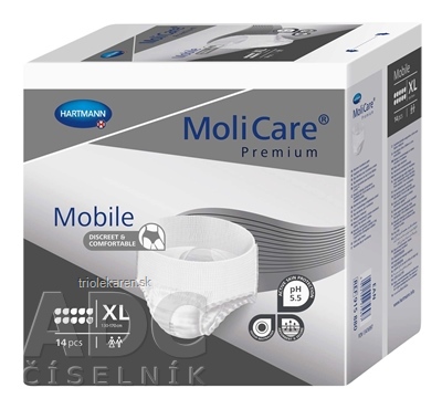 Molicare Premium Mobile 10 kvapiek XL nohavičky inkontinenčné plienkové, sivé, 130-170 cm,