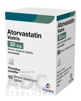 Atorvastatin Viatris 20 mg tbl flm (fľ.HDPE) 1x90 ks