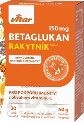 VITAR BETAGLUKÁN 150 mg prášok vo vrecúškach príchuť rakytník 20 ks