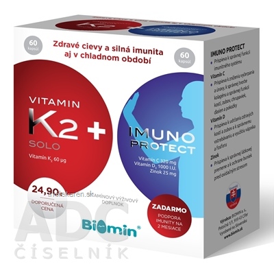 Biomin VITAMIN K2 SOLO kapsuly 60 ks + Imuno Protect 60 ks 1 set