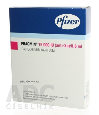 FRAGMIN 15000 IU (anti-Xa)/0,6 ml sol inj (striek.inj.napl.jednor.) 10x0,6 ml