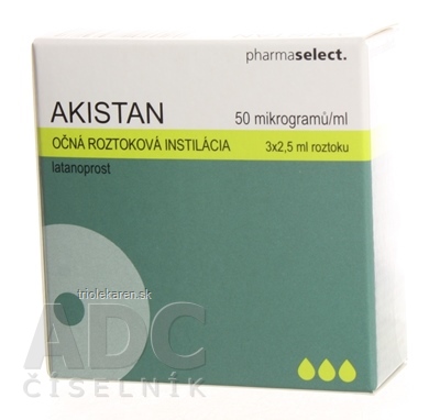 Akistan 50 mikrogramov/ml Očná roztoková instilácia 3 x 2,5 ml