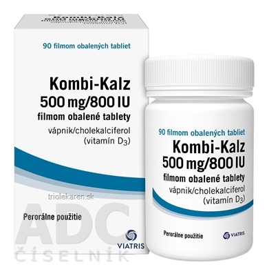 Kombi-Kalz 500 mg/800 IU filmom obalené tablety tbl flm (obal HDPE) 1x90 ks