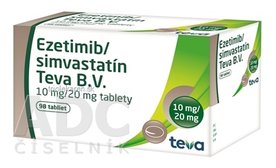 Ezetimib/simvastatín Teva B.V. 10 mg/20 mg tablety 98 ks