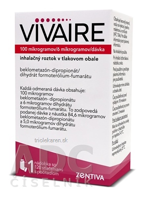 Vivaire 100 µg/6 µg/dávka Inhalačný roztok 120 dávok