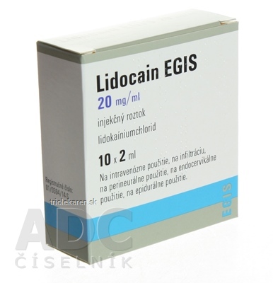 Lidocain EGIS 20 mg/ml injekčný roztok sol inj 40 mg (amp.skl.) 10x2 ml