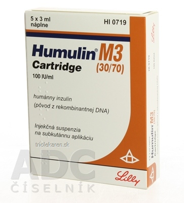 HUMULIN M3 (30/70) CARTRIDGE Injekčná suspenzia 300 IU 5 x 3 ml