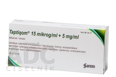 TAPTIQOM 15 mikrogramov/ml+5 mg/ml Očná roztoková instilácia 30 x 0,3 ml