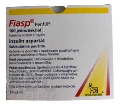 Fiasp 100 jednotiek/ml injekčný roztok v náplni 10 x 3 ml